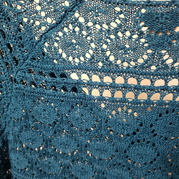 Lucky Brand Teal Blue Crochet Boho Peasant Tunic Top Women XL NWT - Picture 3 of 9